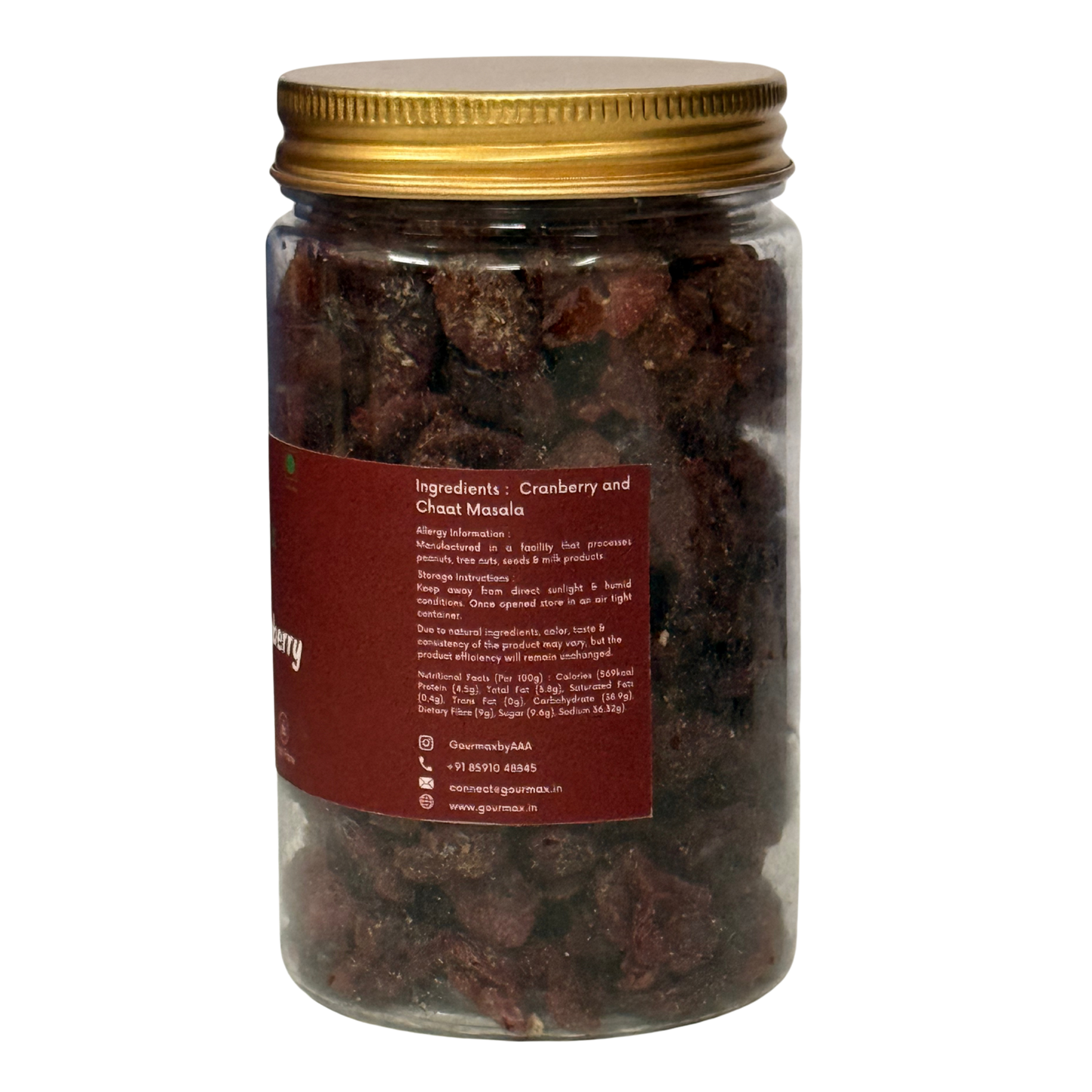 Gourmax Masala Cranberry Jar | Tangy & Spicy Flavoured Cranberries | Healthy Sweet & Savoury Snack