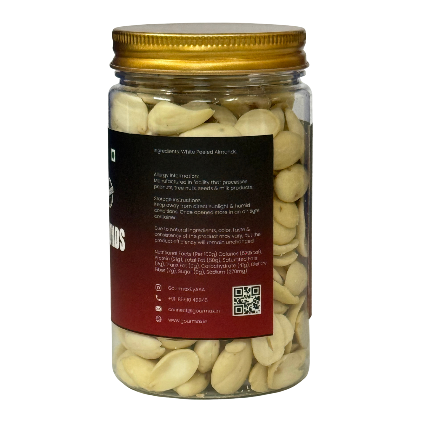 Gourmax White Sprouted Almonds | Dried & Light Roasted | Premium Superfood Snack | High Protein & Fibre