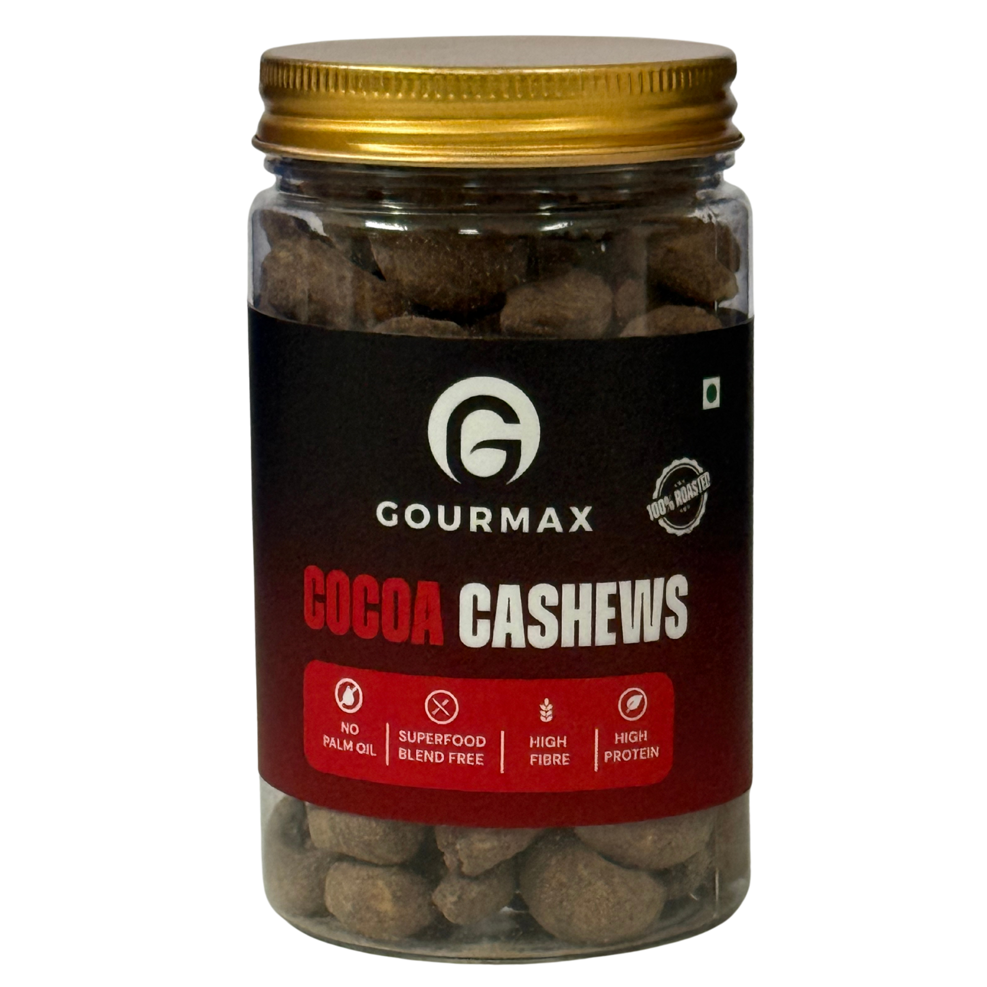 Gourmax Cocoa Cashew | Premium Roasted Cashews Coated with Cocoa | Healthy Protein-Rich Snack