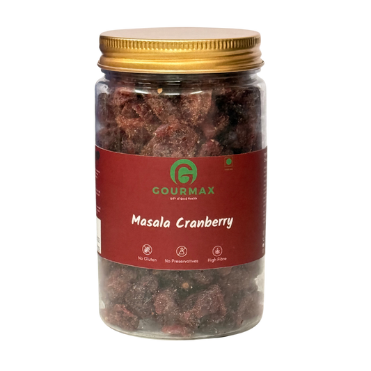 Gourmax Masala Cranberry Jar | Tangy & Spicy Flavoured Cranberries | Healthy Sweet & Savoury Snack