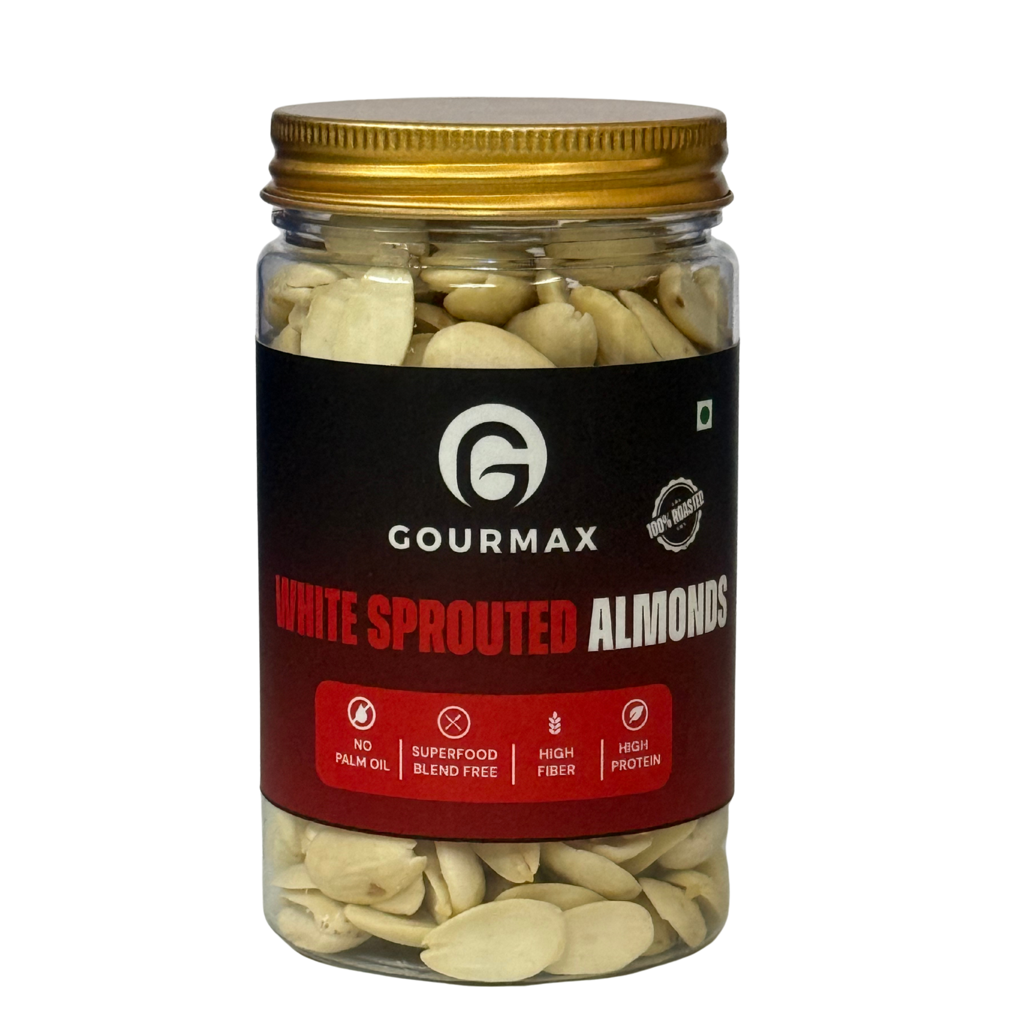 Gourmax White Sprouted Almonds | Dried & Light Roasted | Premium Superfood Snack | High Protein & Fibre
