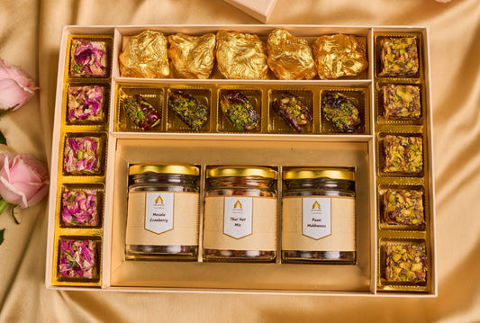 Gourmax Luxe Assorted Festive Hamper – Gourmet Dry Fruits, Mithai & Mukhwas Trio